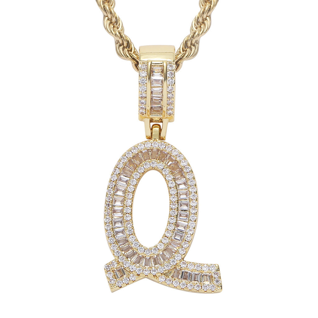 Iced Baguette Letters Pendant in Gold